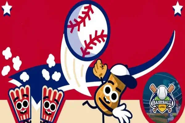Doodle Baseball game featuring a player hitting a ball with a bat in a doodle style.